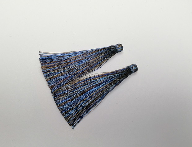 Základ pro ruční tvorbu – Hnědo-modrý proužek, délka 7 cm, průměr 7 mm, pár