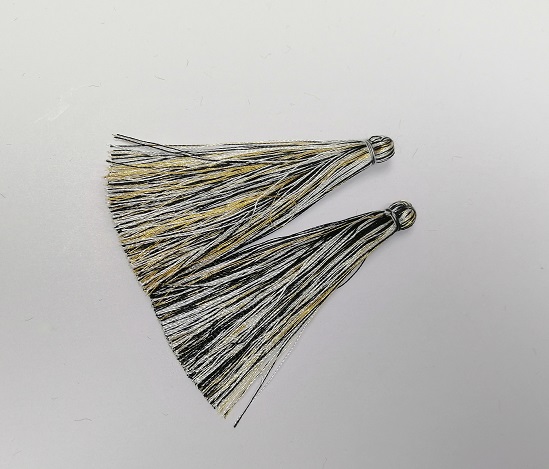 Заготівля для рукоділля Кисть "Чорно-Біло-Жовта смужка", довжина 7см, діаметр 7мм пара