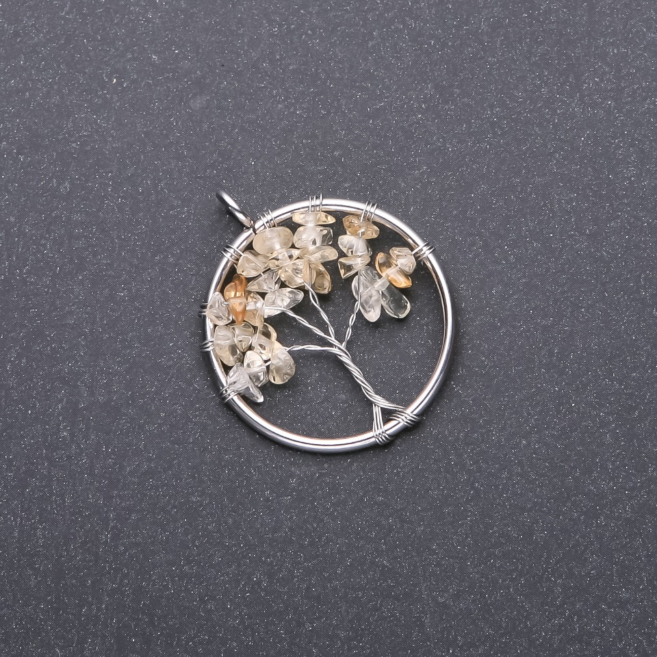 Přívěšek «Strom štěstí» z citrínu, průměr 30 mm