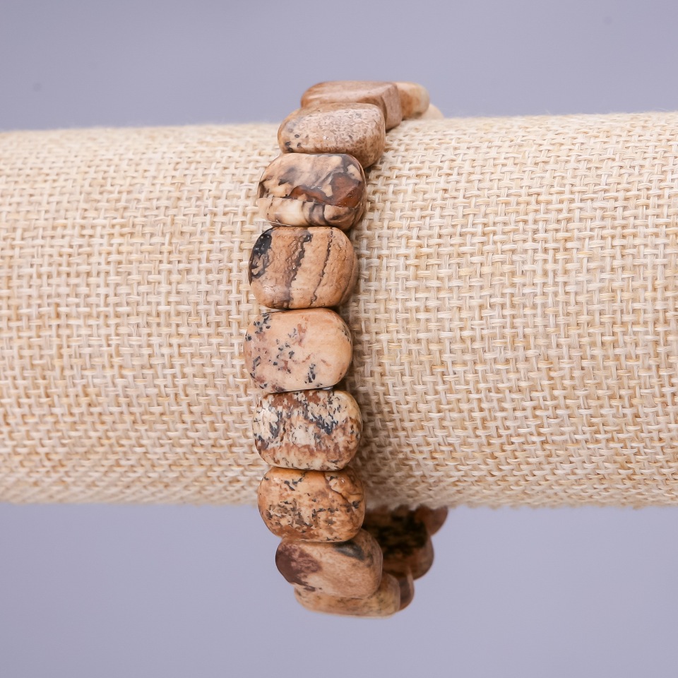 Náramek z krajinného jaspisu 10×14 mm na gumičce