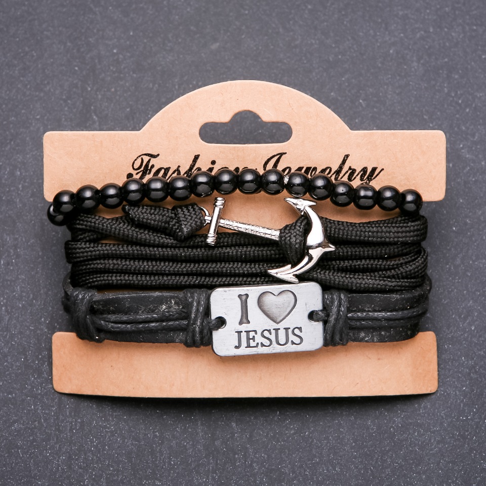 Pánský náramek Trojice "I Love Jesus" na stažení