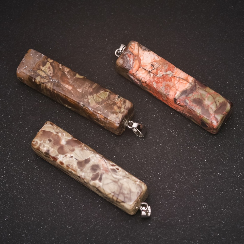 Přívěšek z jaspisu Picasso, přírodní, 13×54 mm (±)