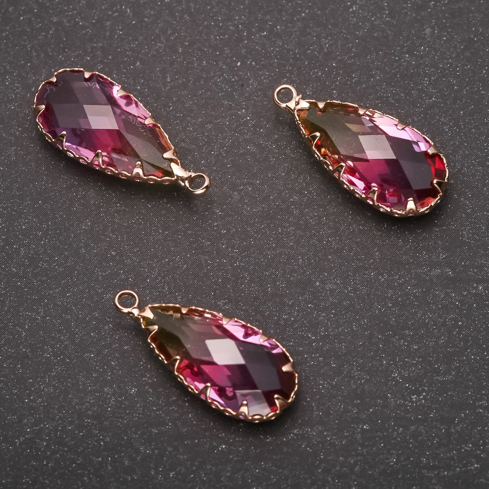 Přívěšek „Kapka“ žluto-malinový odstín, zlatá obruba 10×24 mm