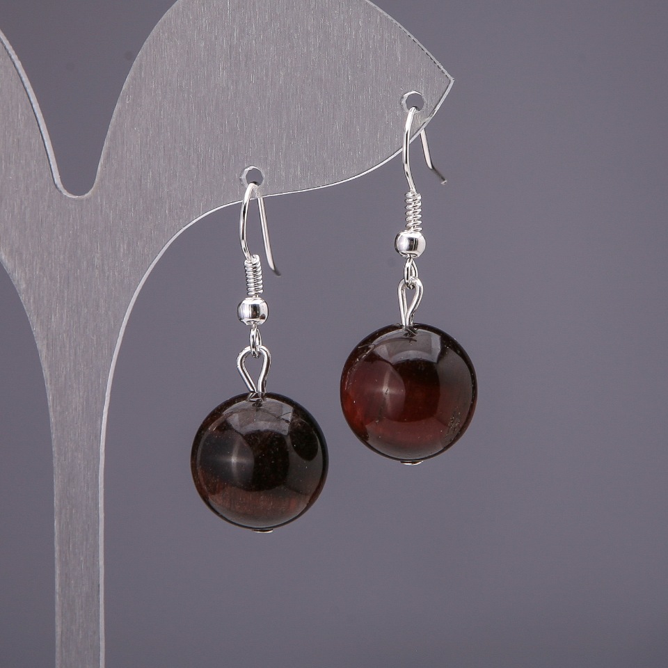 Náušnice z býčího oka – hladká kulička, průměr 14 mm