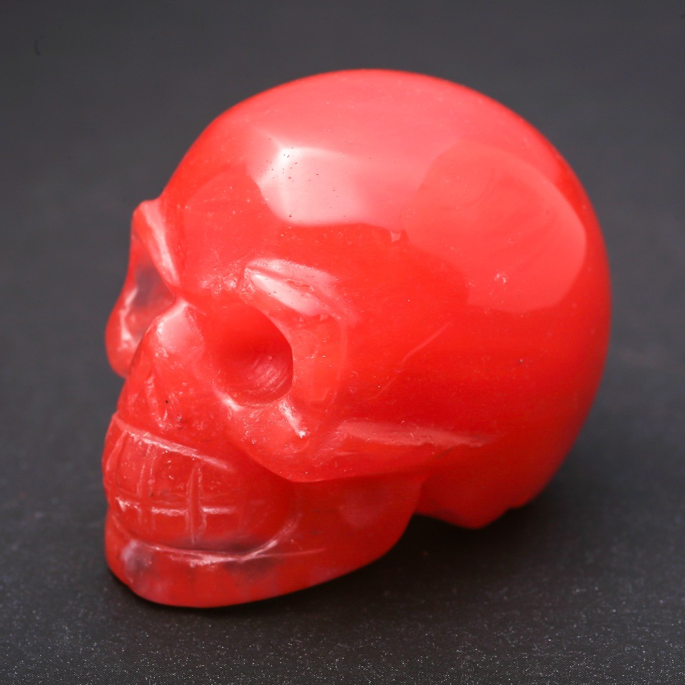 Suvenýr z přírodního kamene melounový turmalín lebka «Jorik» 38×49×34(±)mm