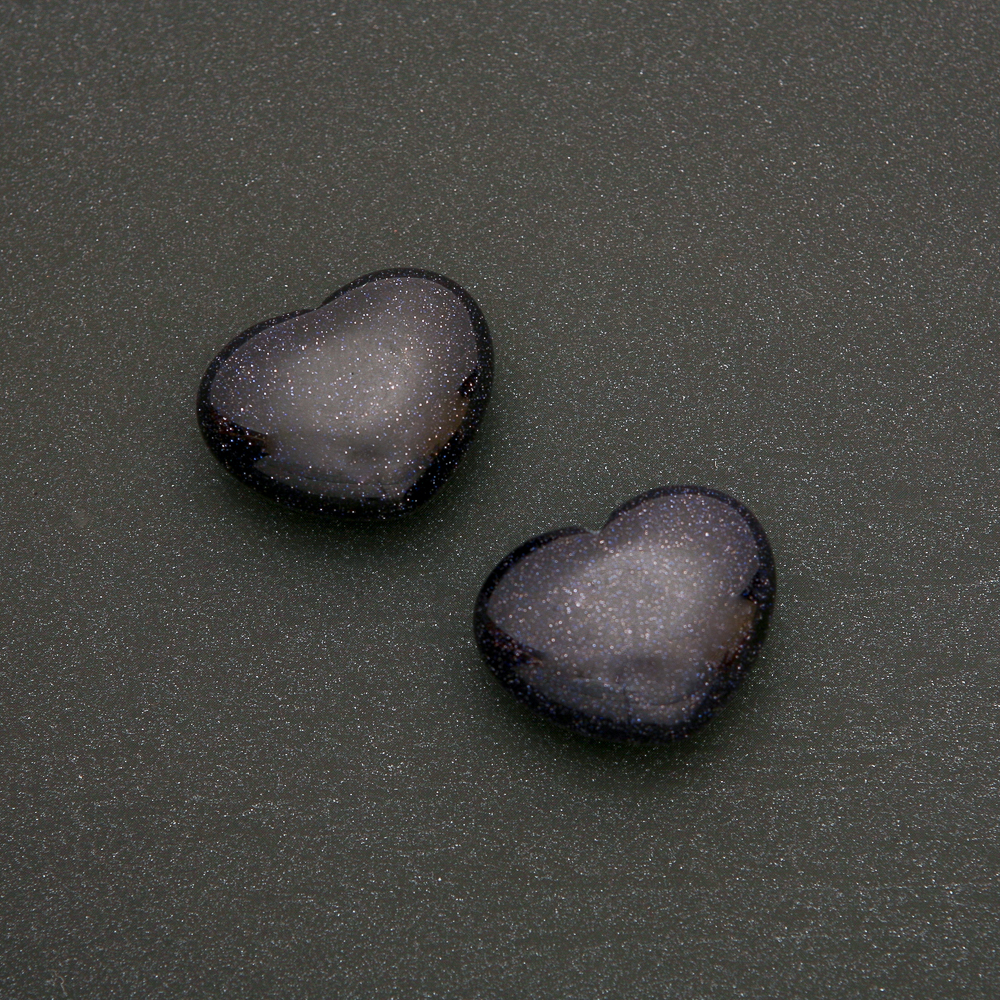 Suvenýr srdce z aventurin Noční Káhira modrý písek (+-) 21×27 mm