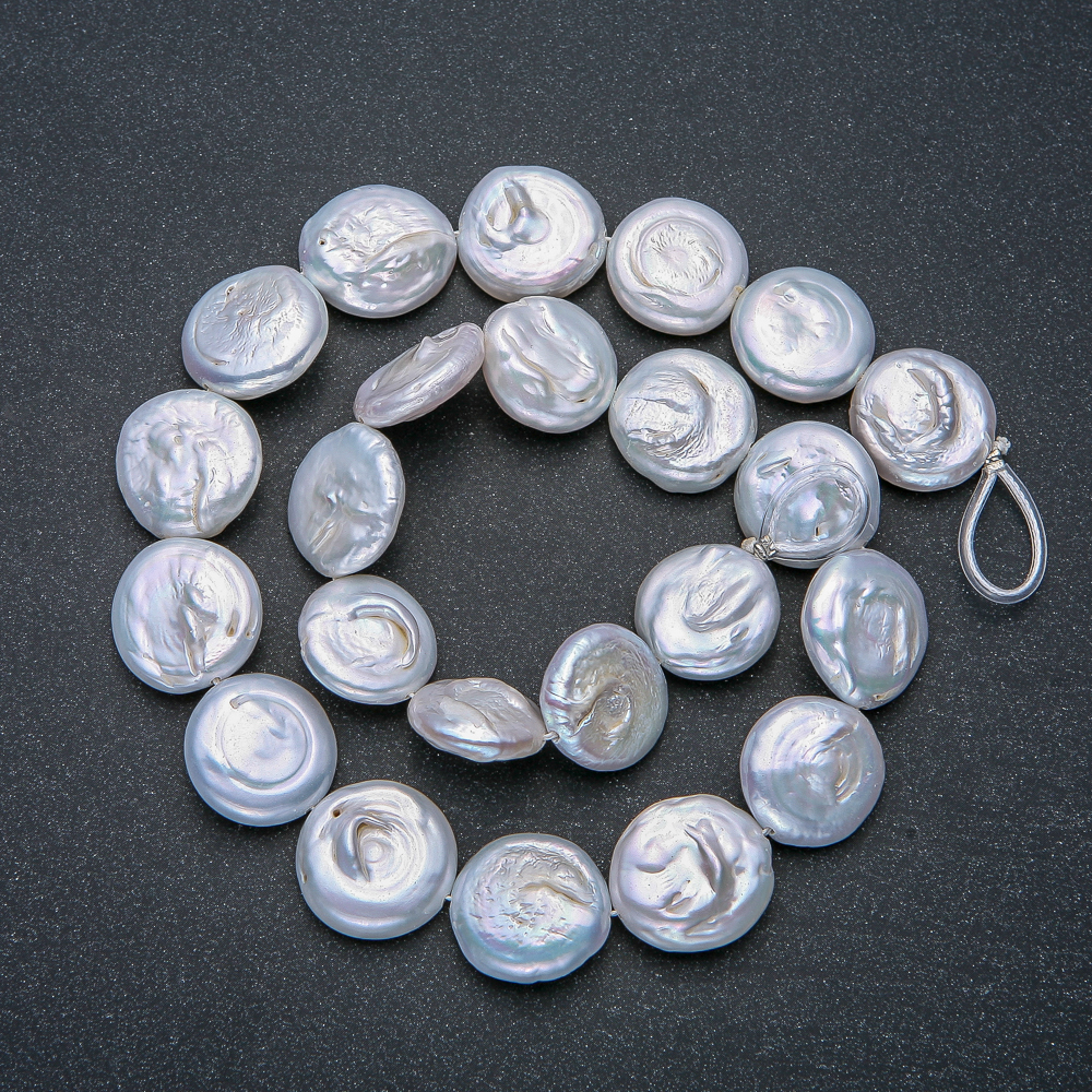 Nitka barokních perel, průměr 16 mm, délka 42 cm ± s benzínovým odleskem