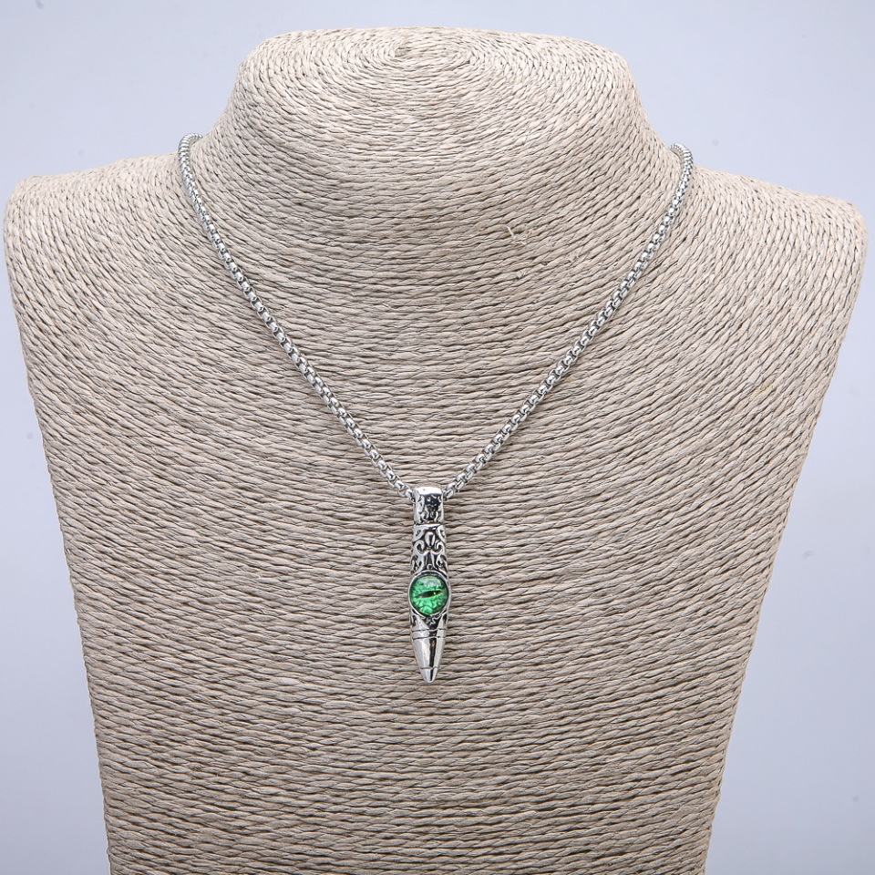 Přívěšek „Koule Dračího oka“ 45×10 mm na řetízku, délka 70 cm + - stříbrný kov