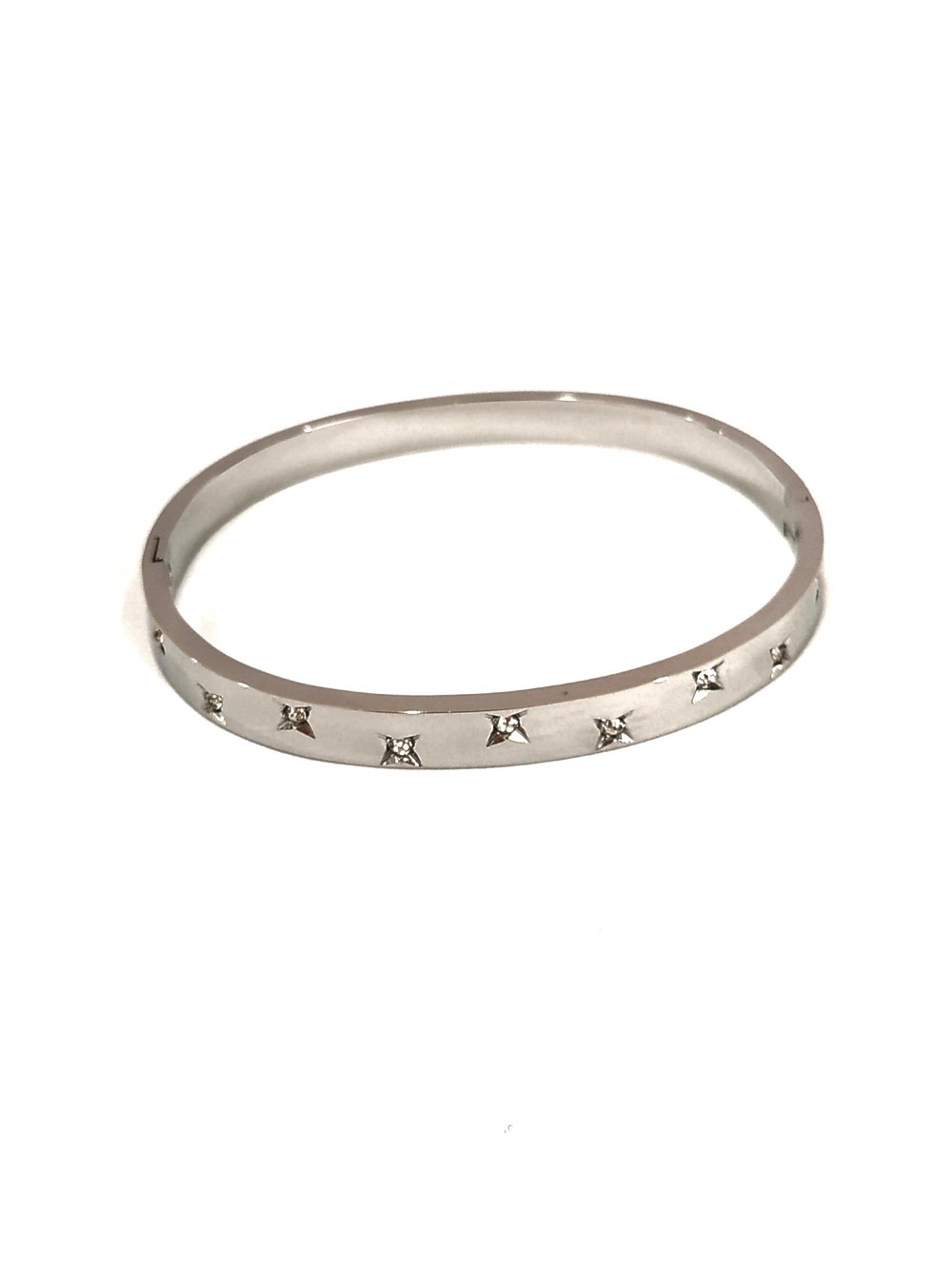 Náramek Xuping s rhodiovým povlakem a bílými kamínky, tloušťka 6 mm + -, průměr 64×53 cm +