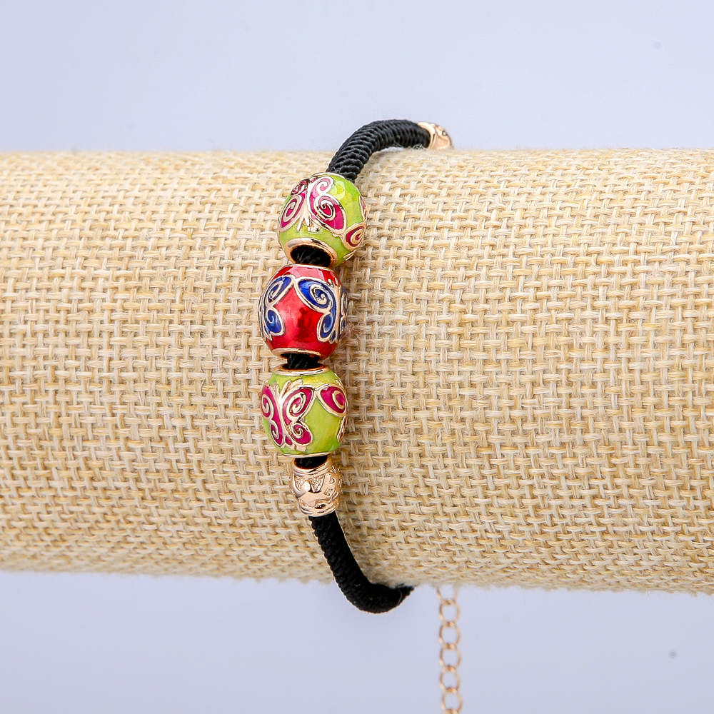 Браслет Xuping Позолота 18К намистини Метелики на шнурі, товщина 3мм + -, діаметр 10мм + -, довжина 18-22см +