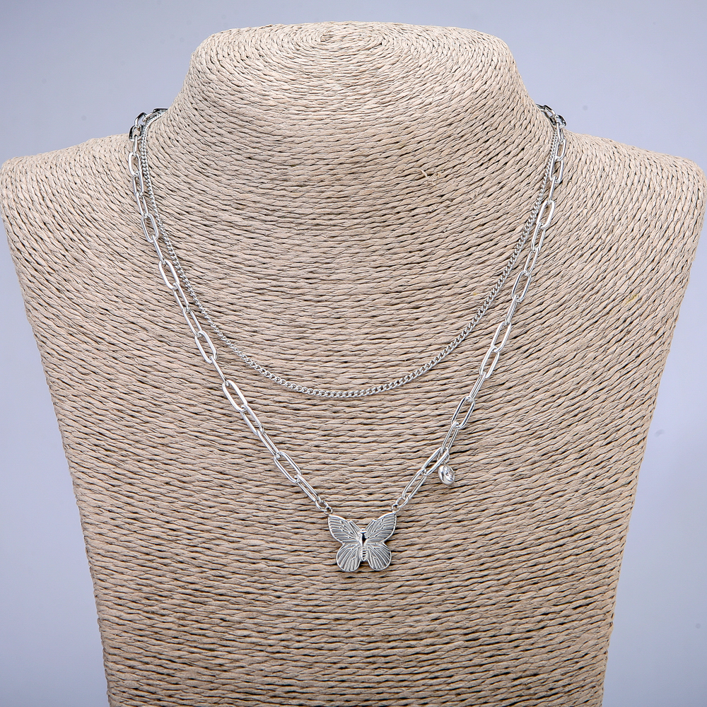 Řetízek Xuping s přívěskem a bílou štrasou, rhodiovaný, tloušťka 4 mm a 1,7 mm, délka 46 cm