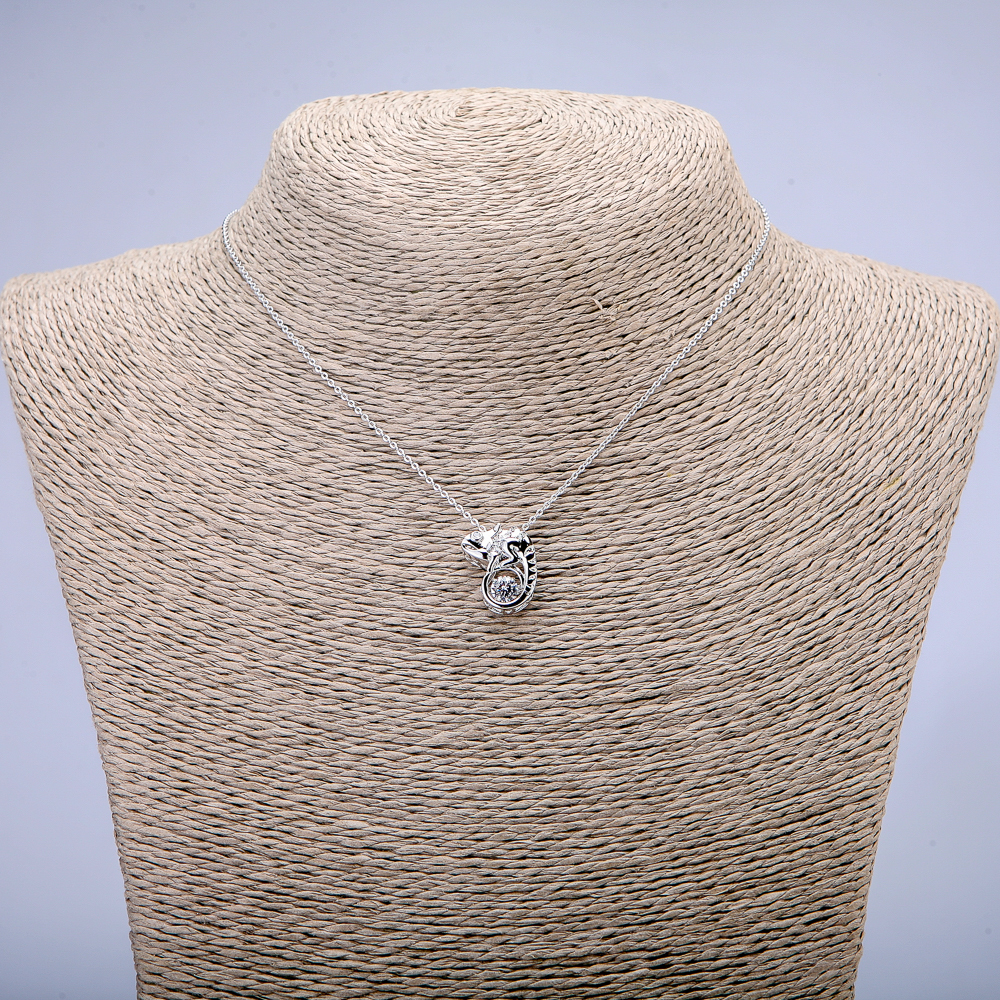 Řetízek Xuping s přívěskem «Chameleon» a bílým krystalem, rhodiovaný povlak, tloušťka 1,3 mm, délka 38 cm