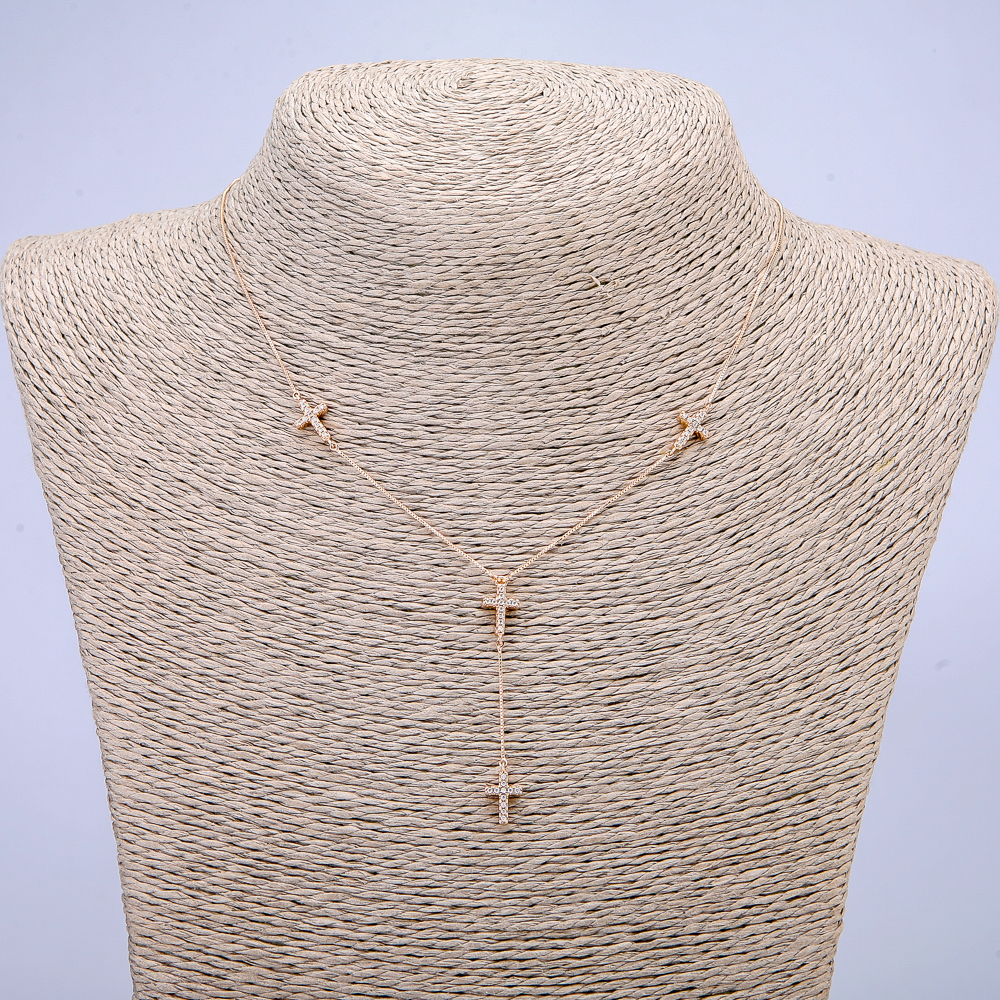 Řetízek Xuping pozlacený 18K s přívěsky se bílými štrasovými kamínky, tloušťka 0,6 mm, délka 48–53 cm