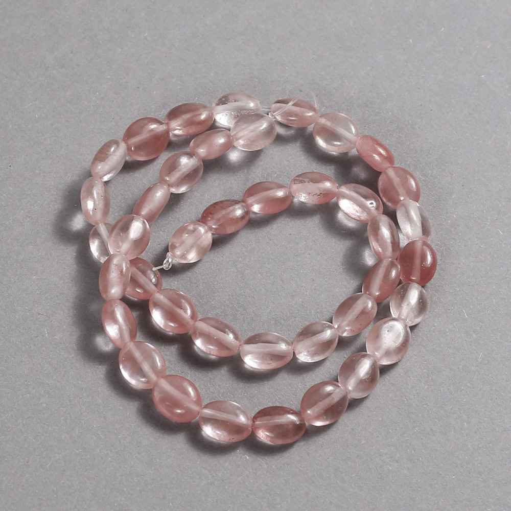 Korálky na niti z přírodního chalcedonu, hladké oválné, průměr 10×8 mm ±, délka 39 cm ±