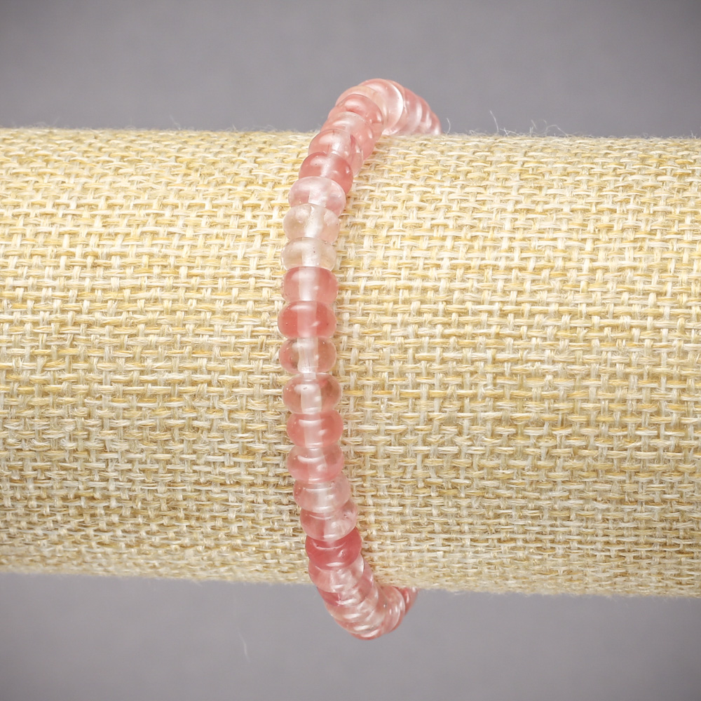 Náramek na gumičce z přírodního chalcedonu, hladké rondely, průměr 6×4 mm, délka 18 cm+