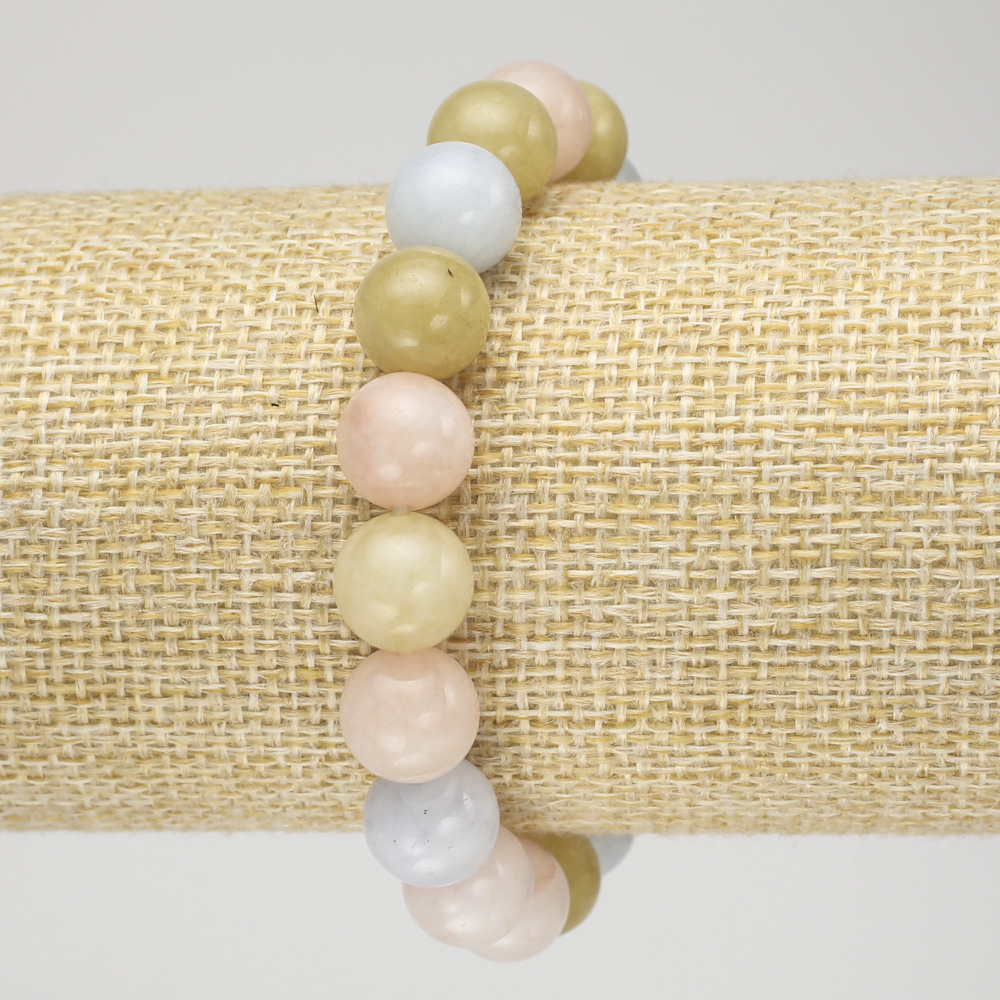 Náramek na gumičce z přírodního morganitu hladká korálka, průměr 10,5 mm