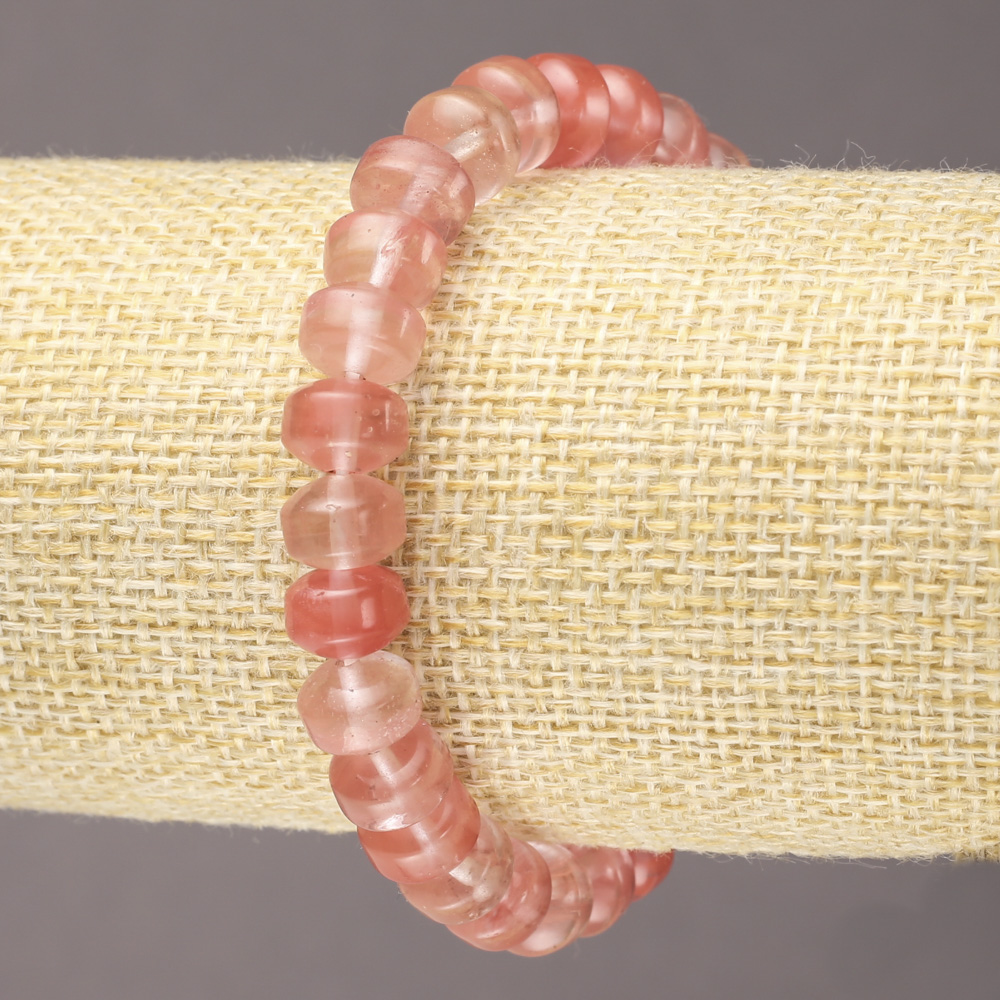 Náramek na gumičce z přírodního kamene chalcedon hladký rondel, průměr 9x7 mm+