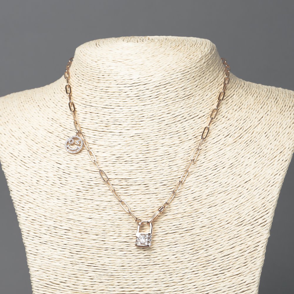 Ланцюжок Xuping Позолота 18К з кулонами з білими стразами, товщина 3, 5 мм + -, довжина 43-48см +