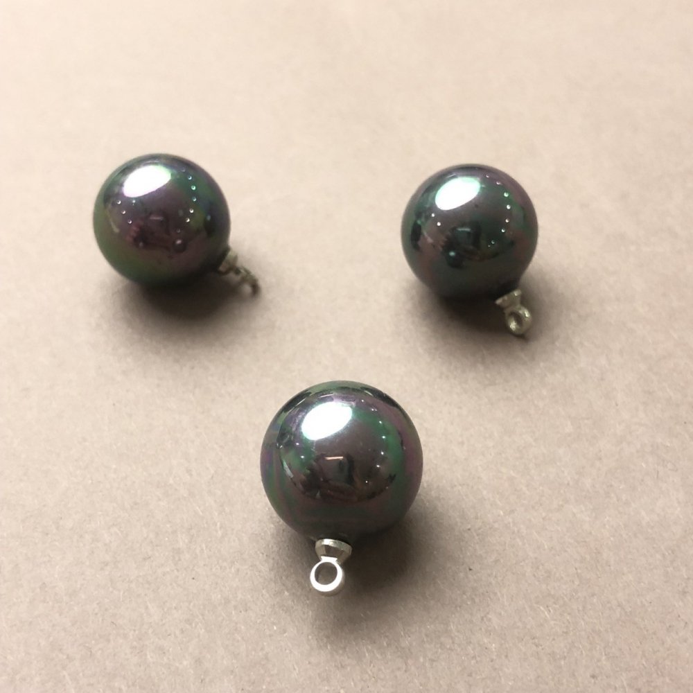 Přívěšek-korálek Mallorca šedý benzín, průměr 12 mm, 1 ks