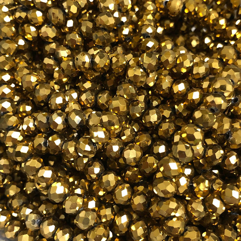 Korálky z českého křišťálu na vlascu s broušeným rondelem, průměr 6×4,5 mm, délka 38–40 cm