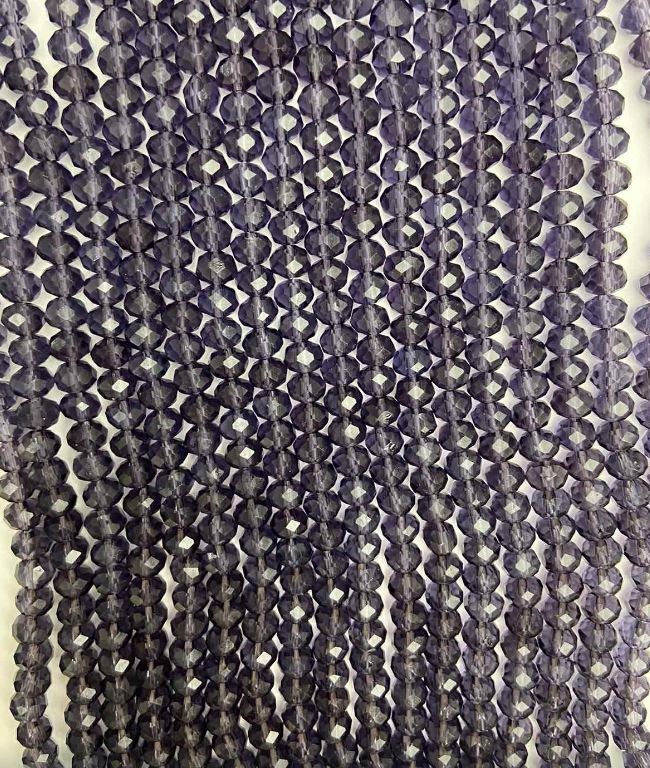 Korálky Český křišťál na niti fialově průhledné broušené rondelky, průměr 6×5 mm, délka 40 cm