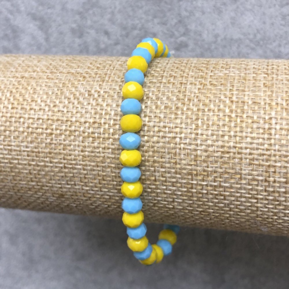 Náramek na gumičce z českého křišťálu, Ukrajina, broušený rondel, průměr 6×4 mm, délka 18 cm