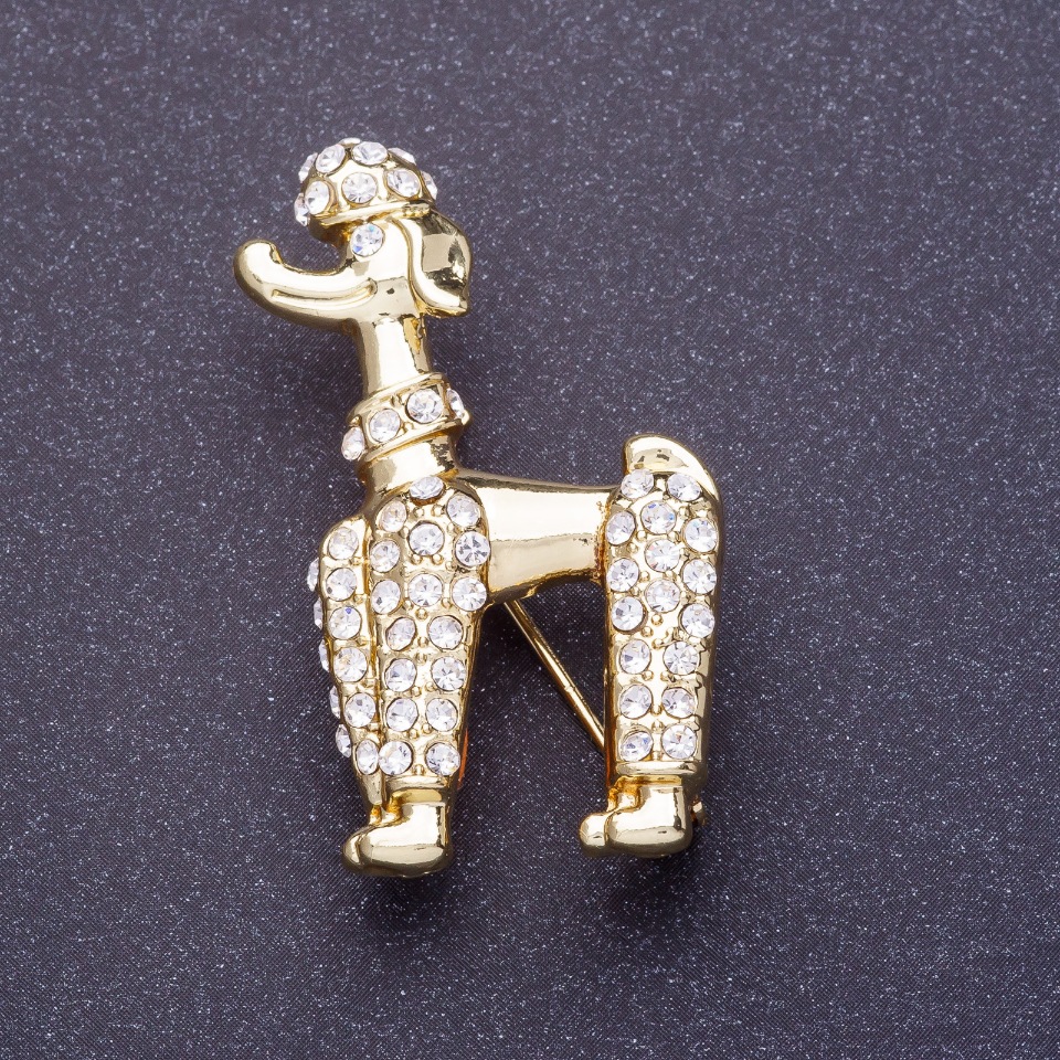 Brož „Královský pudl“ 2×4 cm, barva kovu: citronové zlato