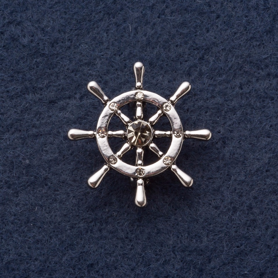 Brožka „Kormidlo“, průměr 3 cm, šedý kov