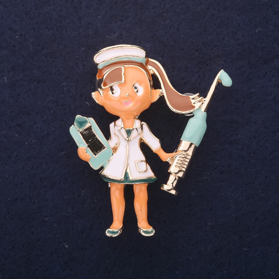 Brož Lékař – bílo-modrá, zlatavý kov