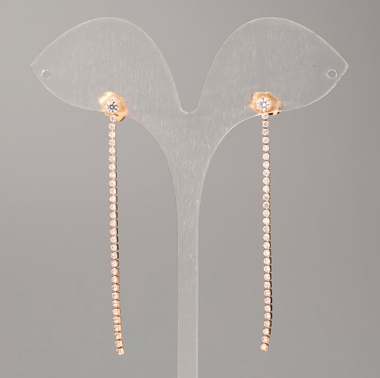 Peckové náušnice Xuping pozlacené 18K, průměr 2 mm, délka 6 cm