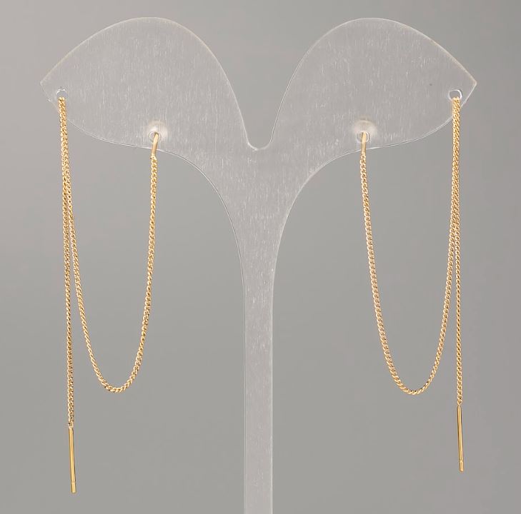 Náušnice peckové Xuping pozlacené 18K, průměr cca 0,5 mm, délka 17 cm