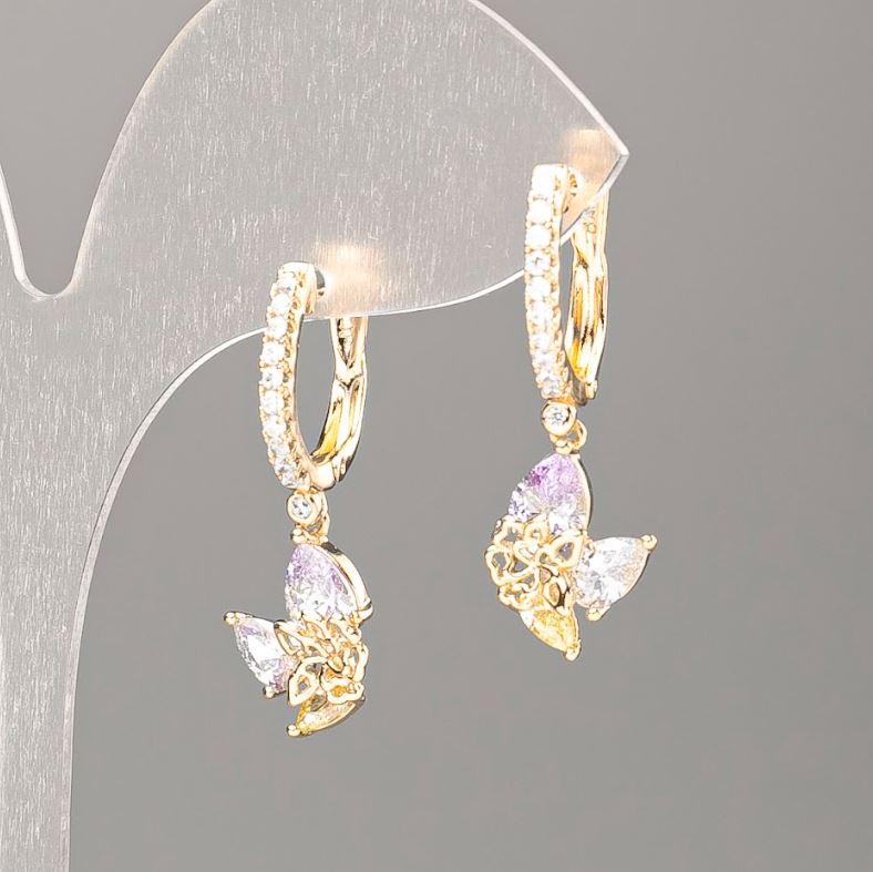 Náušnice Xuping s různobarevnými kameny 30×10 mm „18K pozlacení“