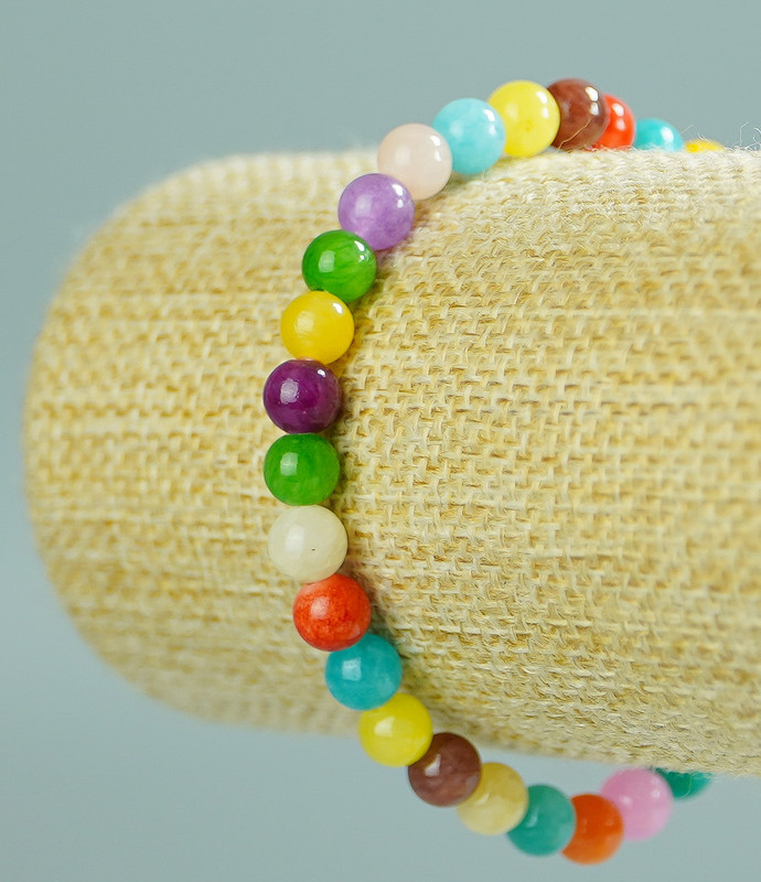 Náramek Mix tónovaný křemen (umělý akryl), průměr korálků 6 mm (±), délka 18 cm, elastický