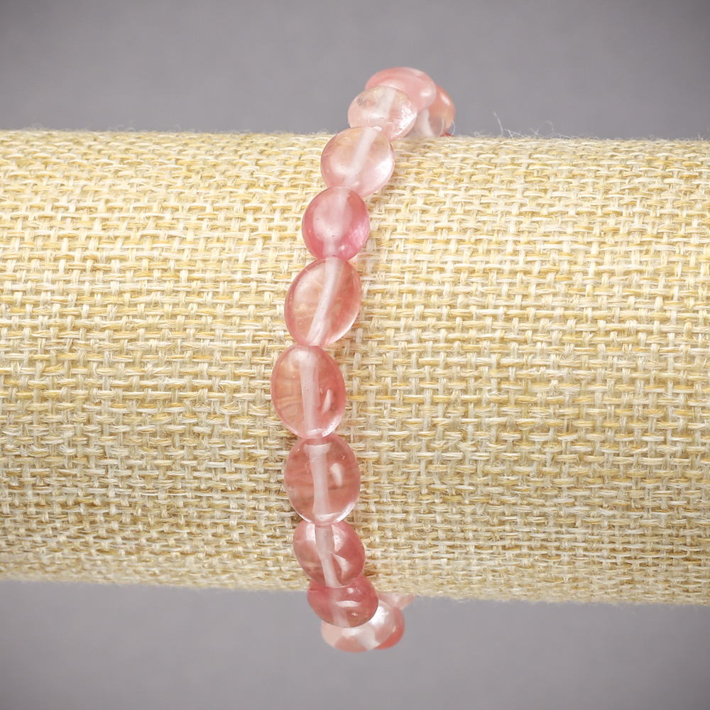 Náramek na gumičce z přírodního chalcedonu, hladký oválný, průměr 10×8 mm, délka 18 cm