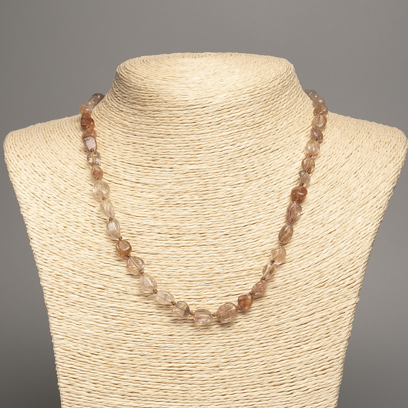 Náhrdelník Vlásatík zlatistý z rutilitového křemene, facettované korálky, průměr 11×7 mm, délka 49 cm