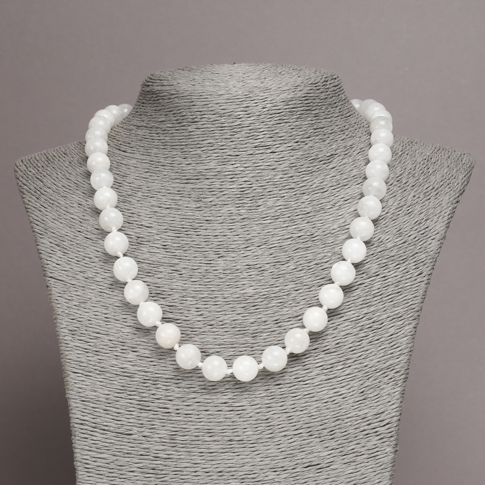 Náhrdelník z adularitu – hladké kuličky, průměr 10 mm, délka cca 45 cm