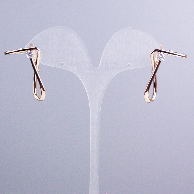 Náušnice Xuping pozlacení 18K s bílými kameny 34×22 mm+