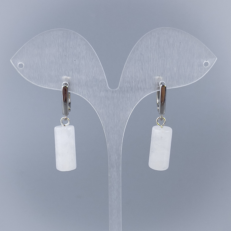 Náušnice z horského křišťálu cylindr, průměr 17×8 mm, délka 35 mm, anglický zámek