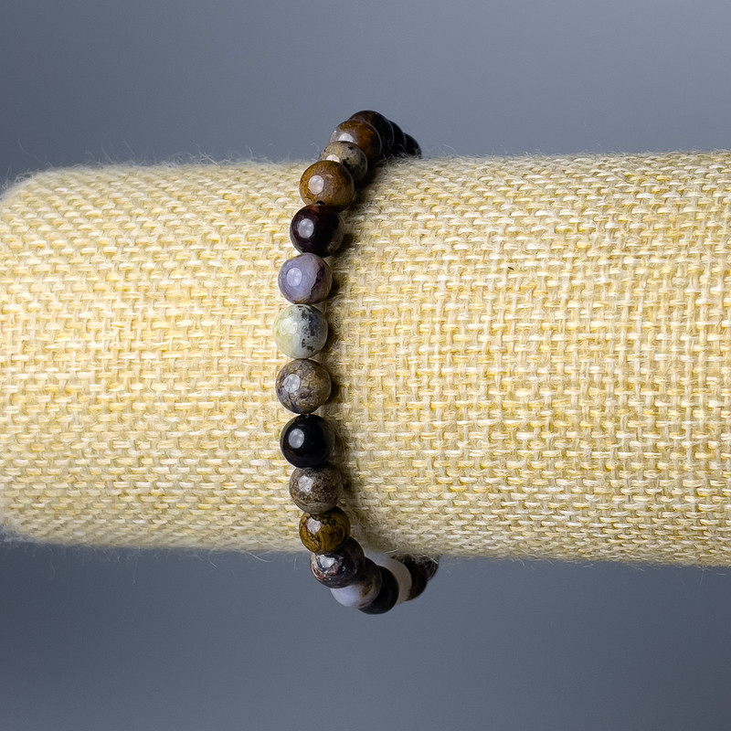 Náramek z petersitu – hladké kuličky, průměr 6,5 mm, délka 18 cm (elastický)