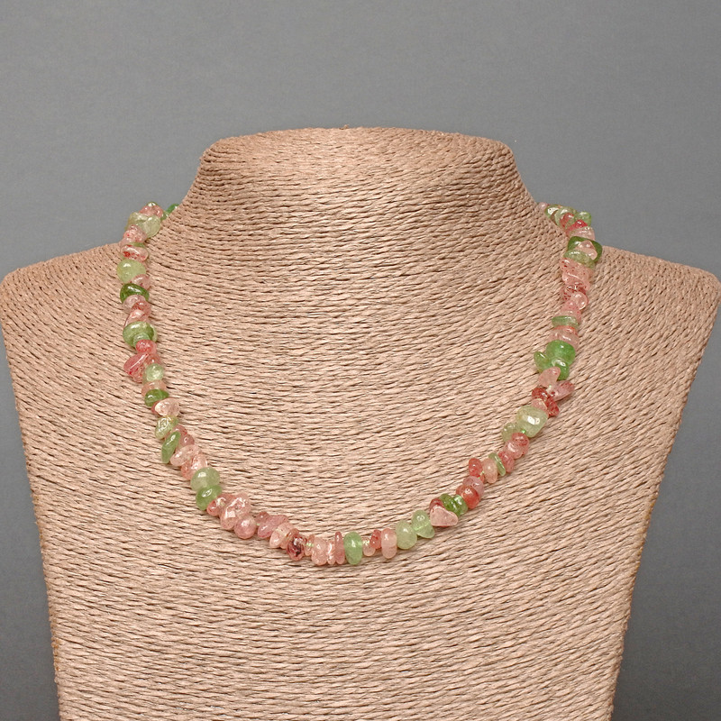 Náhrdelník z tónovaného křemene, směs odstínů, fazetované korálky o rozměrech 7×3 mm, délka 48 cm