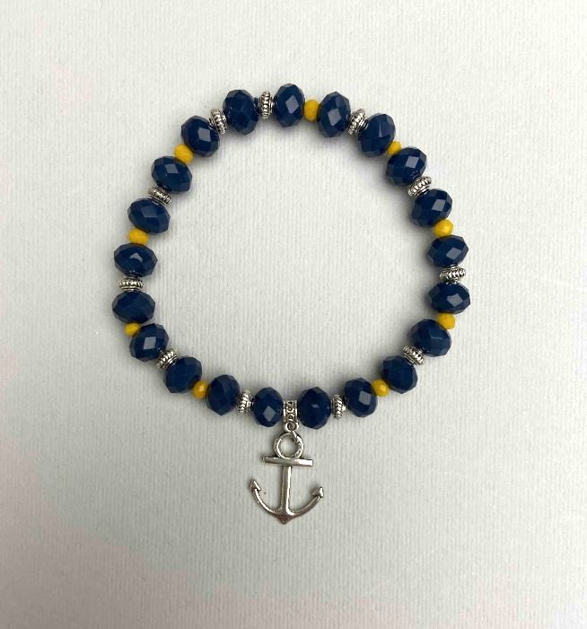 Náramek z modrého a žlutého českého křišťálu