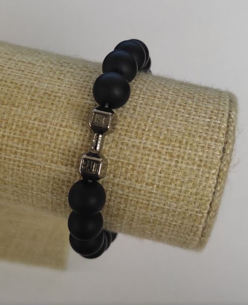 Náramek ze šungitu (umělý) Činka, průměr 10 mm, délka 18 cm ± (elastický)