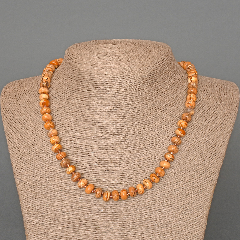 Náhrdelník krajinový jaspis, přírodní kámen, hladké rondely, průměr 8×5 mm ±, délka 46 cm ±