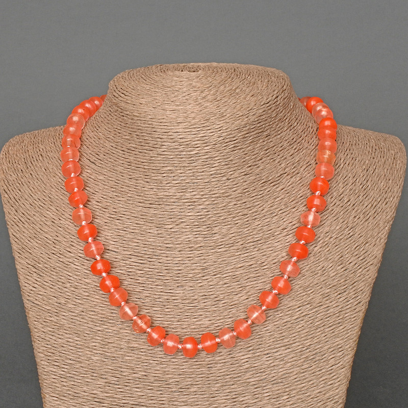 Náhrdelník z chalcedonu, přírodní kámen, hladké rondely, průměr 9×7 mm, délka 49 cm ±